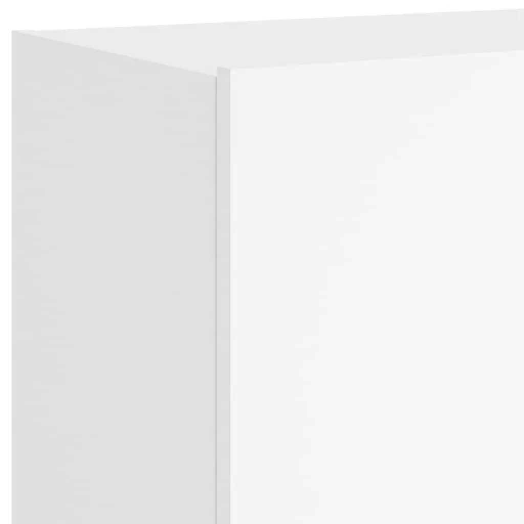 TV Wall Cabinet White Floating Media Console with RGB LED Lights and 2 Storage Compartments