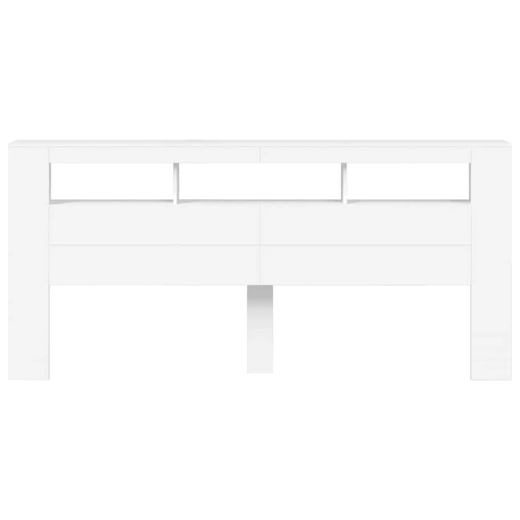 LED Headboard 220 cm White Engineered Wood RGB Lighting Storage