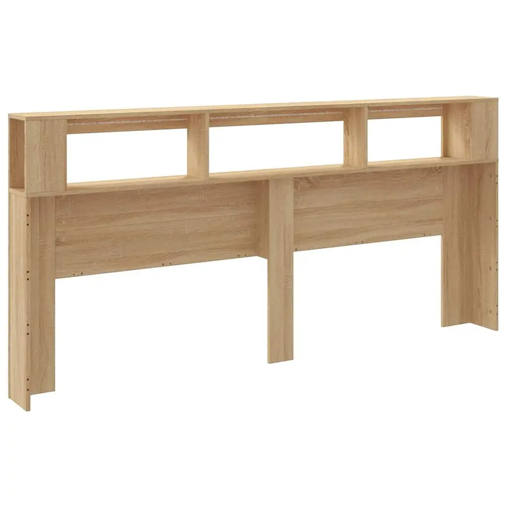 LED Headboard 220cm Engineered Wood RGB Lights Storage Display