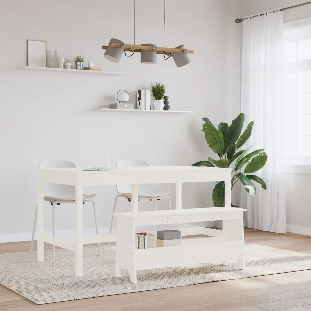 Wooden Hall Bench Storage Entryway 100x28x45 cm Solid Pine Wood White