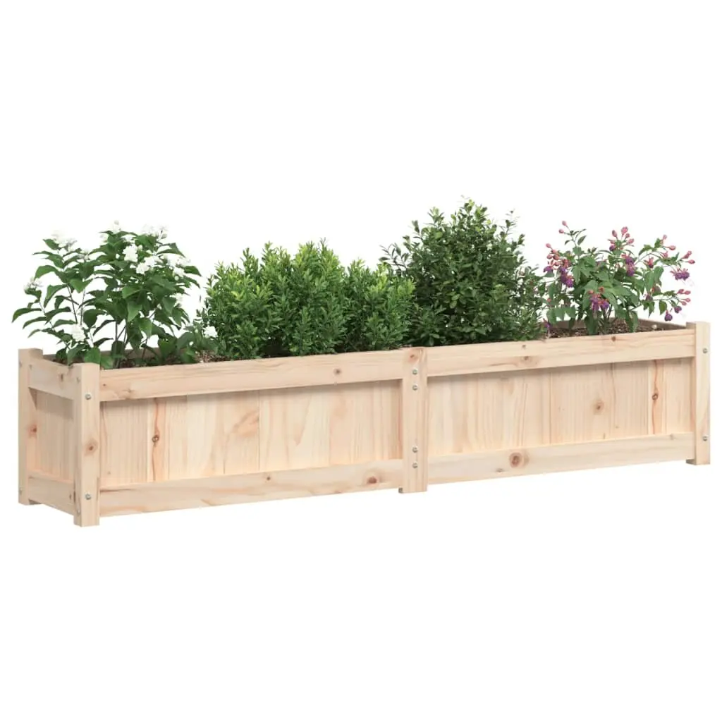 Wooden Garden Planters 2 pcs Solid Pine Brown Ample Capacity for Vegetables Flowers