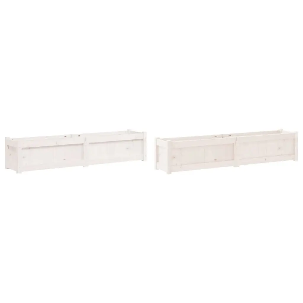 Wooden Garden Planters 2 pcs White Pine Wood Outdoor Pots Balcony Patio Decor
