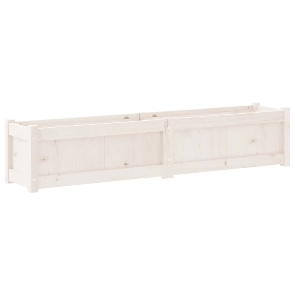 Wooden Garden Planters 2 pcs White Pine Wood Outdoor Pots Balcony Patio Decor