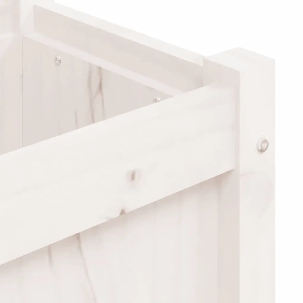 Wooden Garden Planters 2 pcs White Pine Wood Outdoor Pots Balcony Patio Decor
