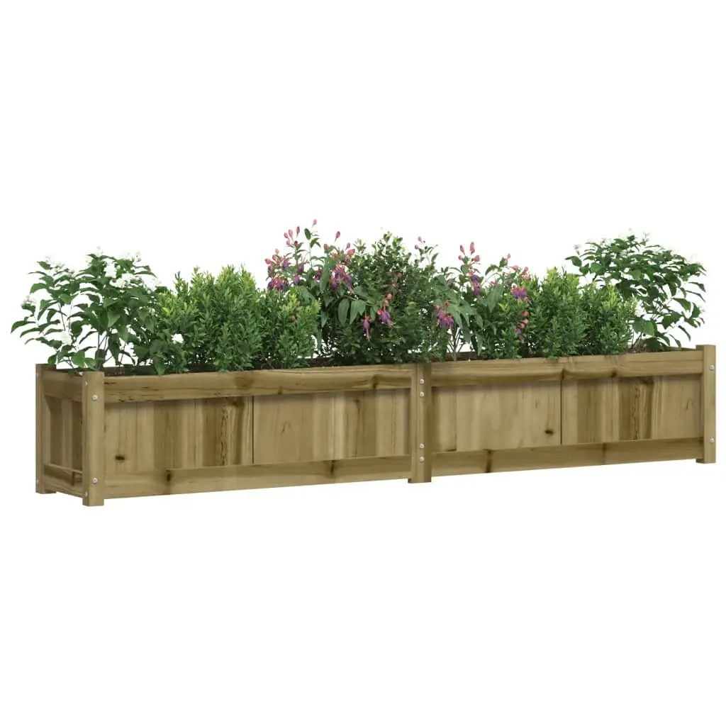 Garden Planters 2pcs Impregnated Pine Wood Outdoor Patio Flower Pot Decor Brown