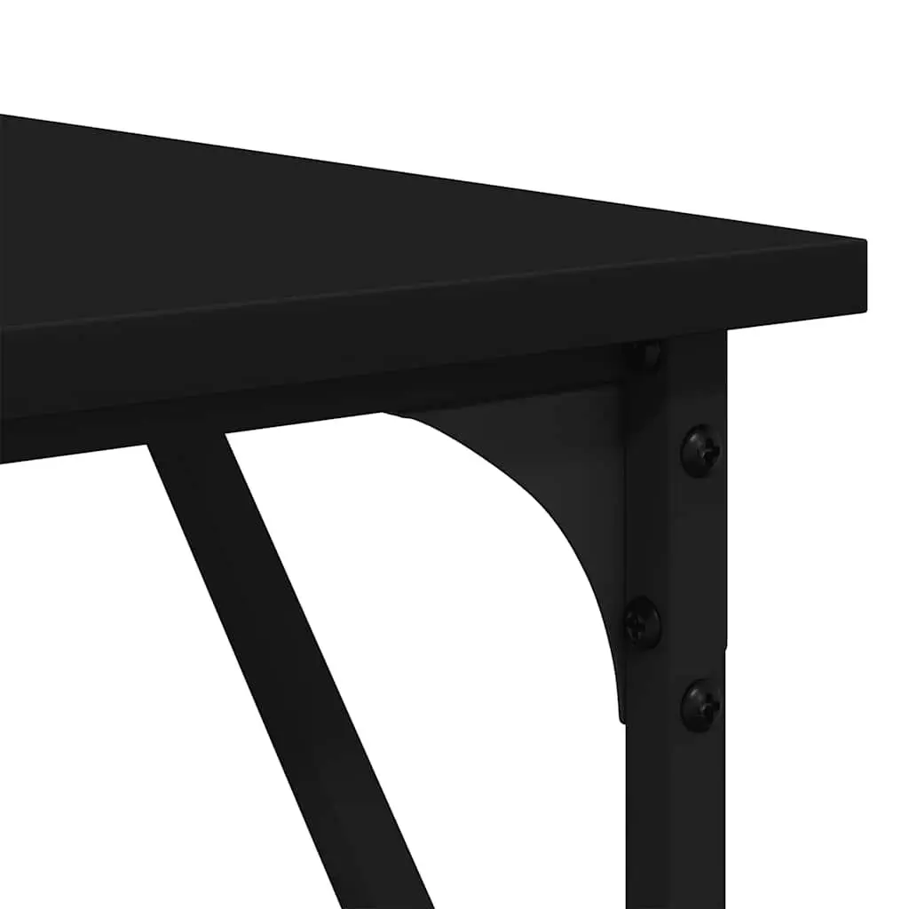 L-Shaped Office Desk Black Corner Writing Table Engineered Wood Metal Frame