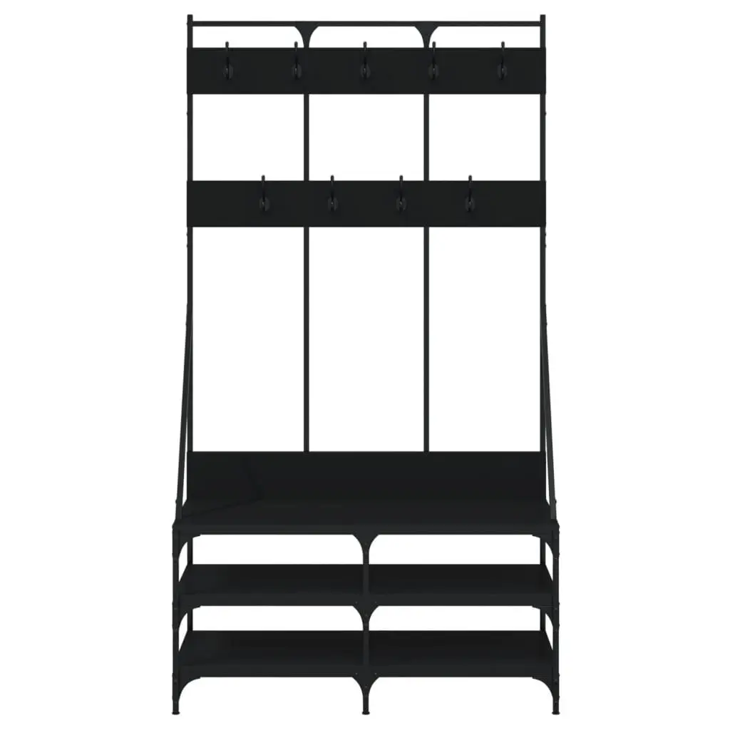 Clothes Rack with Shoe Storage Shelves Coat Stand Organiser Black 100x40x184cm