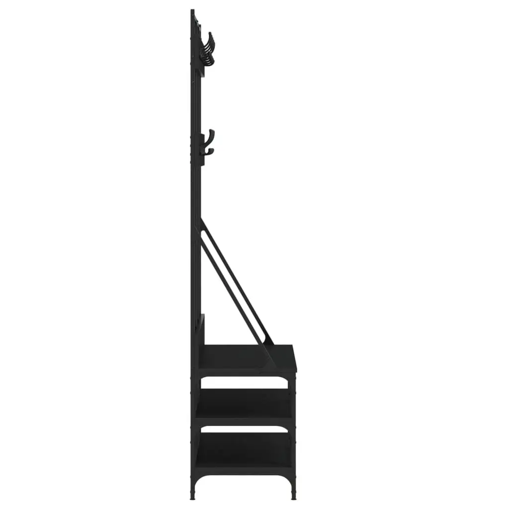 Clothes Rack with Shoe Storage Shelves Coat Stand Organiser Black 100x40x184cm