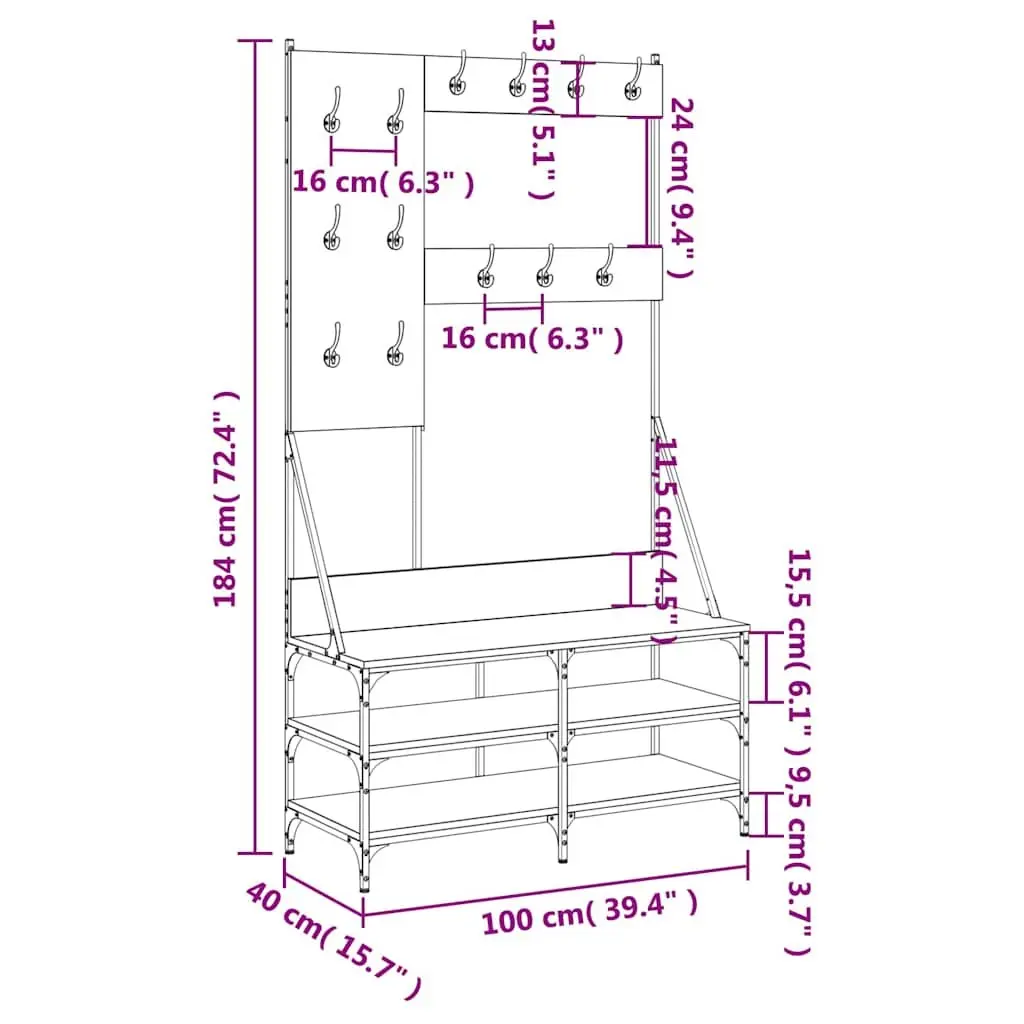 Clothes Rack 100x40x184cm with Shoe Storage Organizer Black