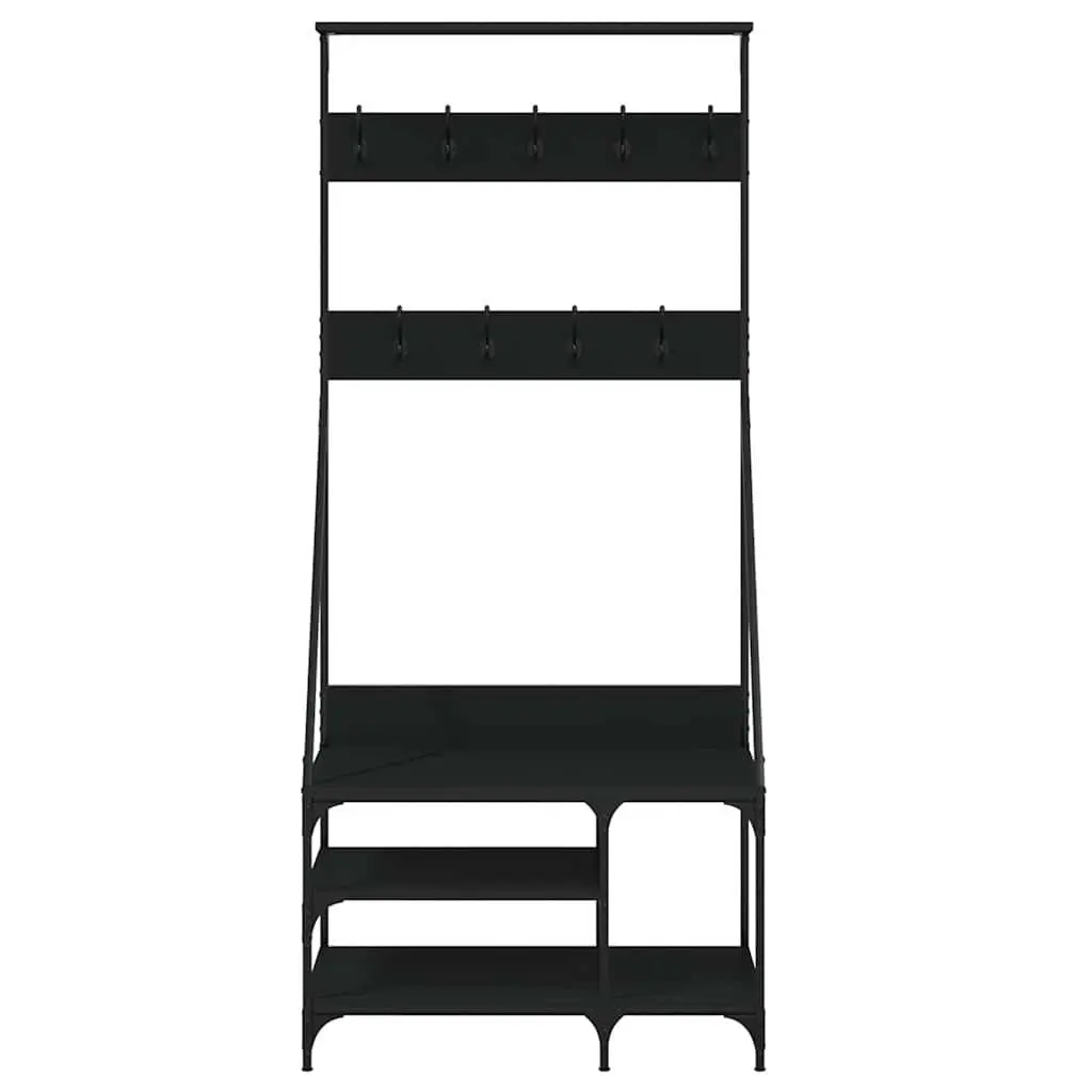 Clothes Rack with Shoe Storage Shelves Coat Stand Garment Organiser Black