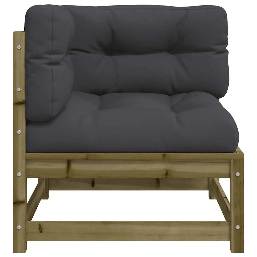 Outdoor Corner Garden Sofa 2 Pcs Brown Wooden Seating Patio Furniture Set