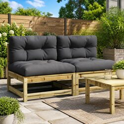 Outdoor Garden Sofa Unit - Armless, 2-Piece Modular Set