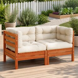 Outdoor Sectional Sofa Corner Unit 2pcs Garden Patio Furniture Brown Solid Wood