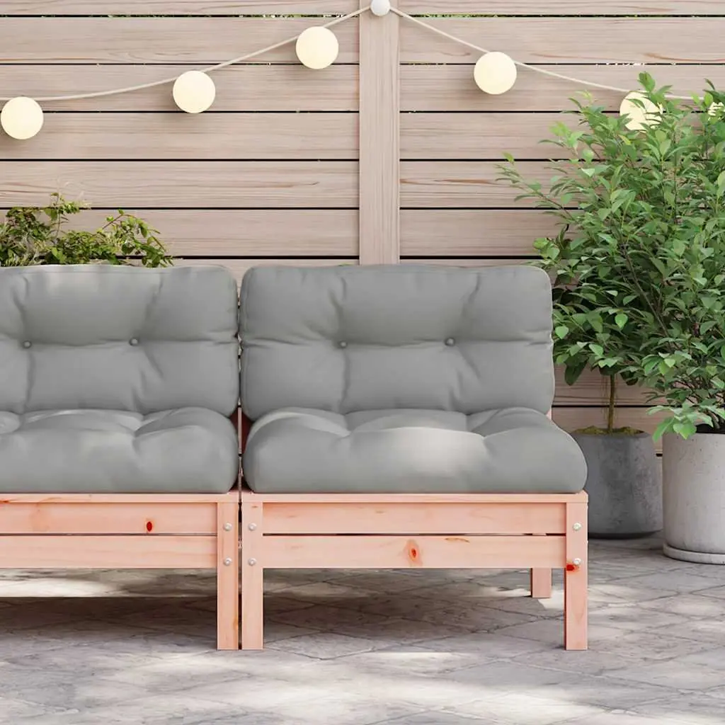 Wooden Outdoor Sectional Sofa Armless Brown with Cushions Modular Garden Patio Seating Unit