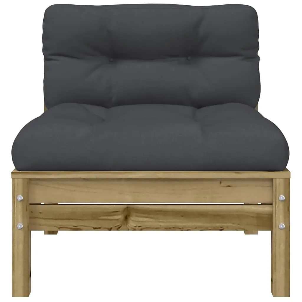 Outdoor Sectional Sofa Single Seat Wooden Armless Garden Furniture with Cushions