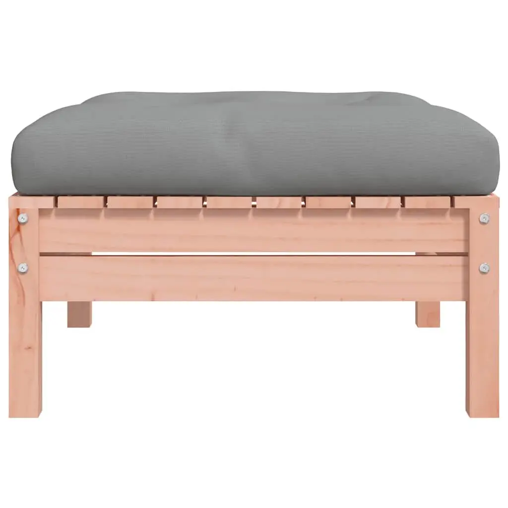 Outdoor Footstools Set of 2 Cushioned Wooden Ottoman for Garden Patio Use