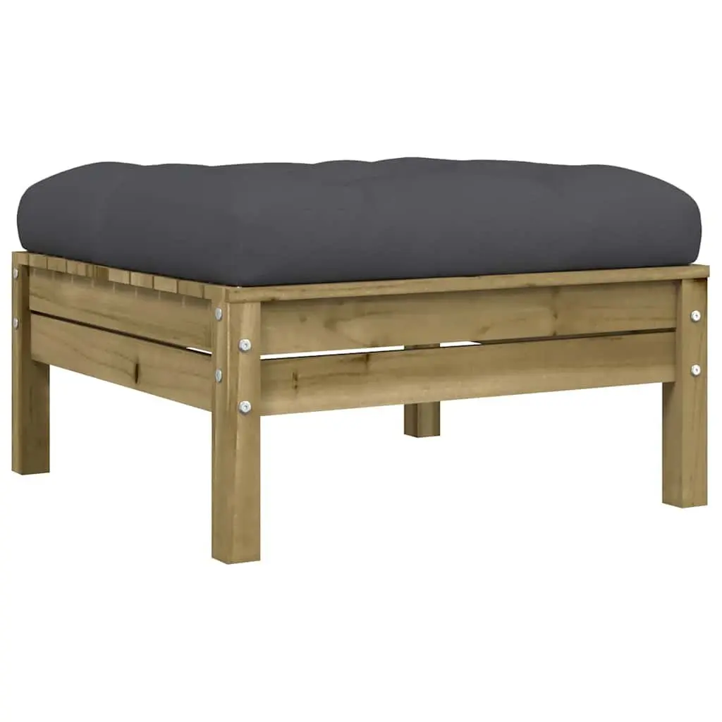 Outdoor Garden Footstools with Cushions 2 Pieces Solid Wood Patio Ottoman