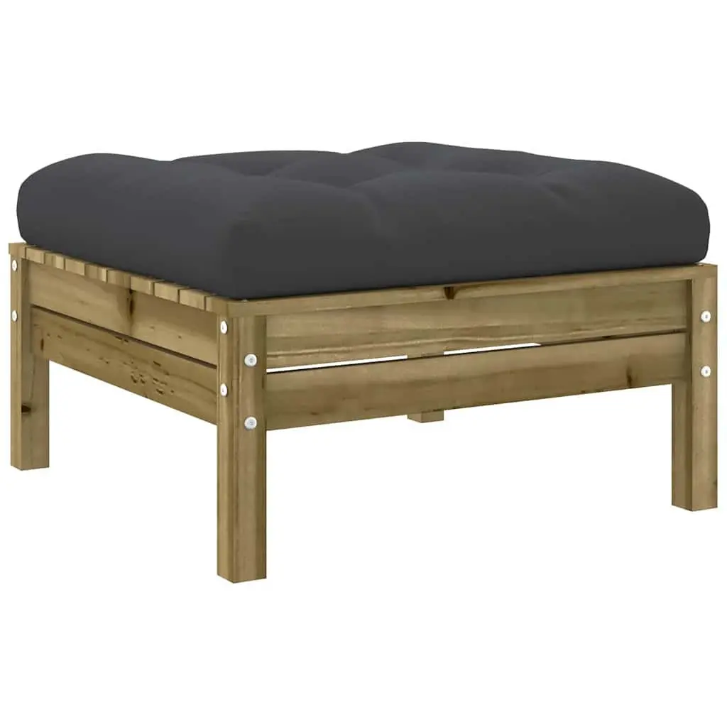 Outdoor Garden Footstools with Cushions 2 Pieces Solid Wood Patio Ottoman