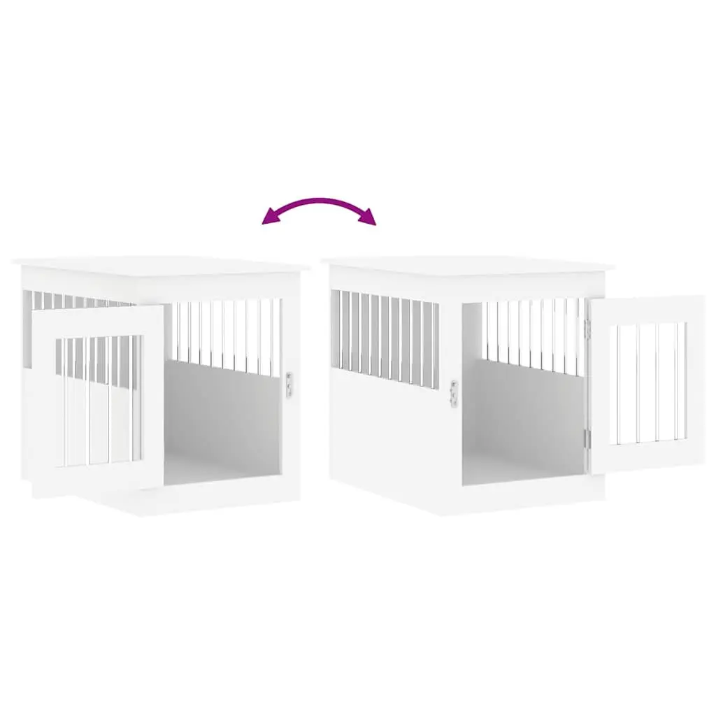 Dog Crate Furniture White End Table Kennel Cage Steel Wire Engineered Wood