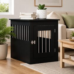 Stylish Black Dog Crate Furniture for Your Home 55x75x65cm