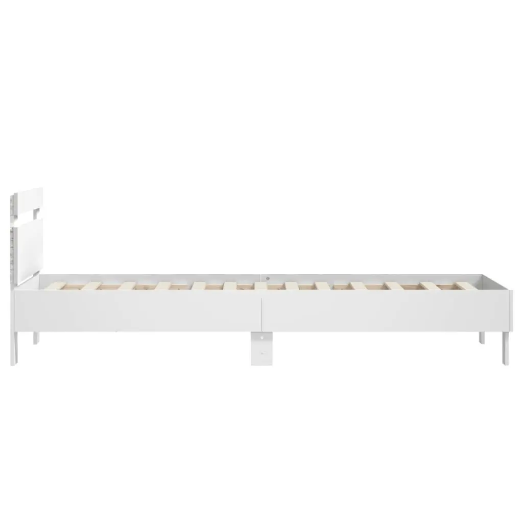 White Bed Frame 90x190 cm with Headboard and RGB LED Lights