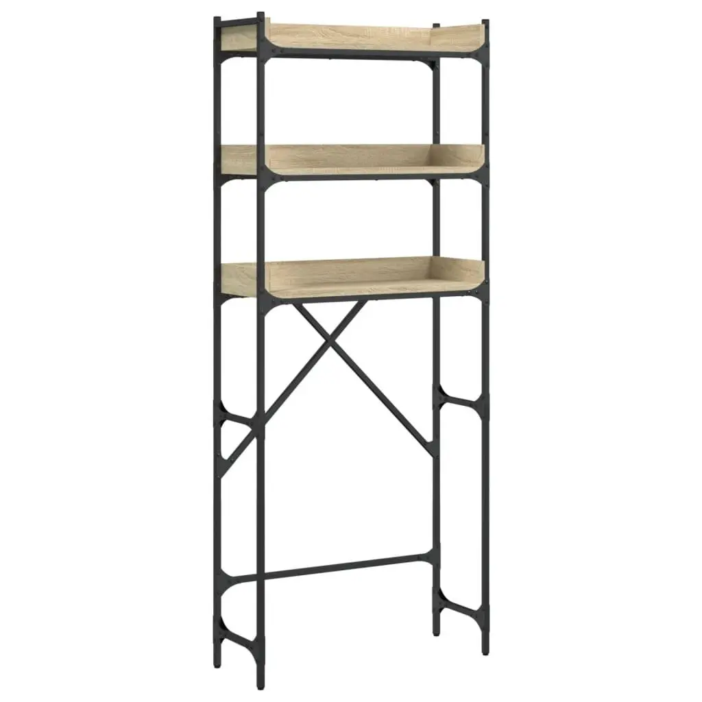 Washing Machine Shelf 3-Tier Bathroom Storage Organiser Sonoma Oak Laundry Room