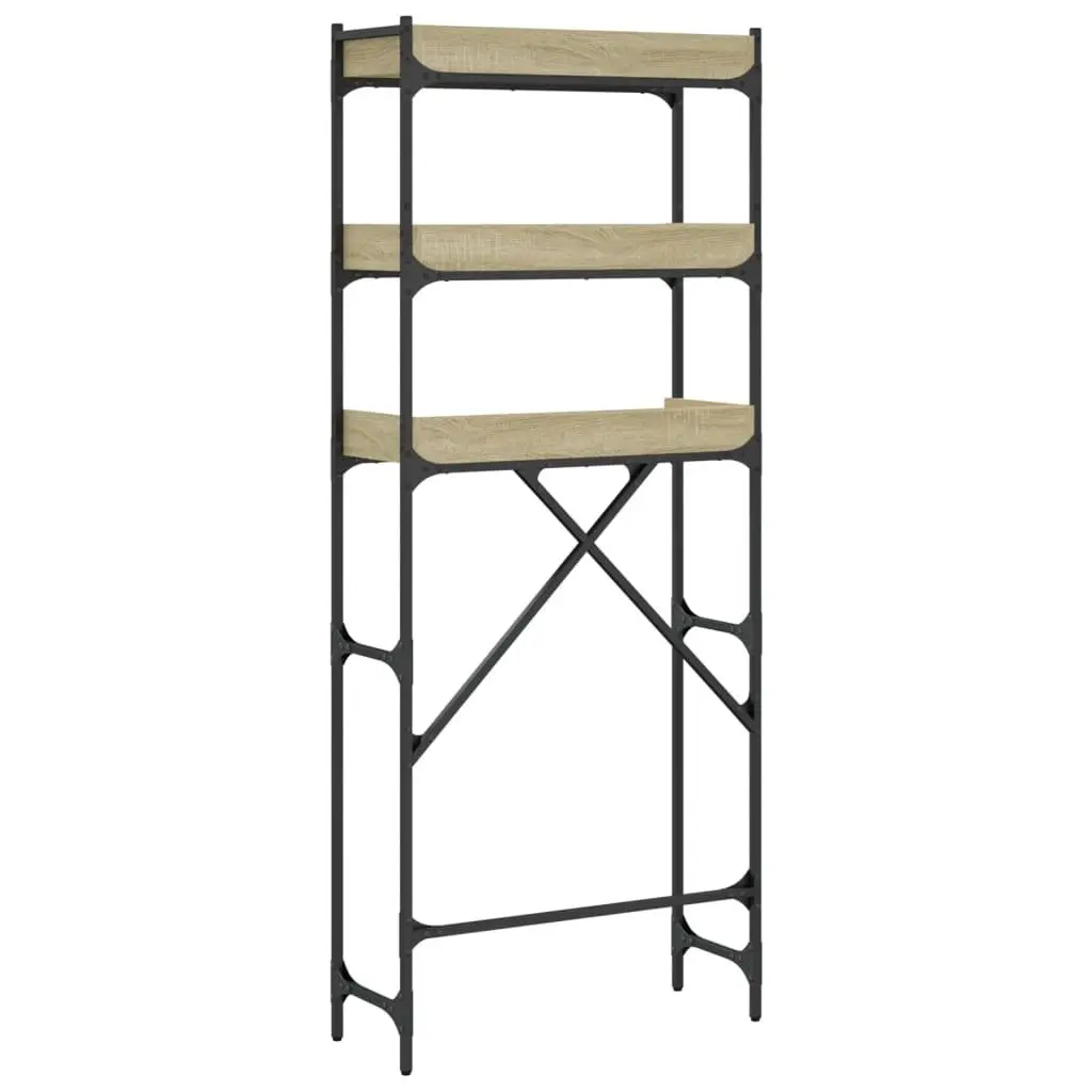 Washing Machine Shelf 3-Tier Bathroom Storage Organiser Sonoma Oak Laundry Room
