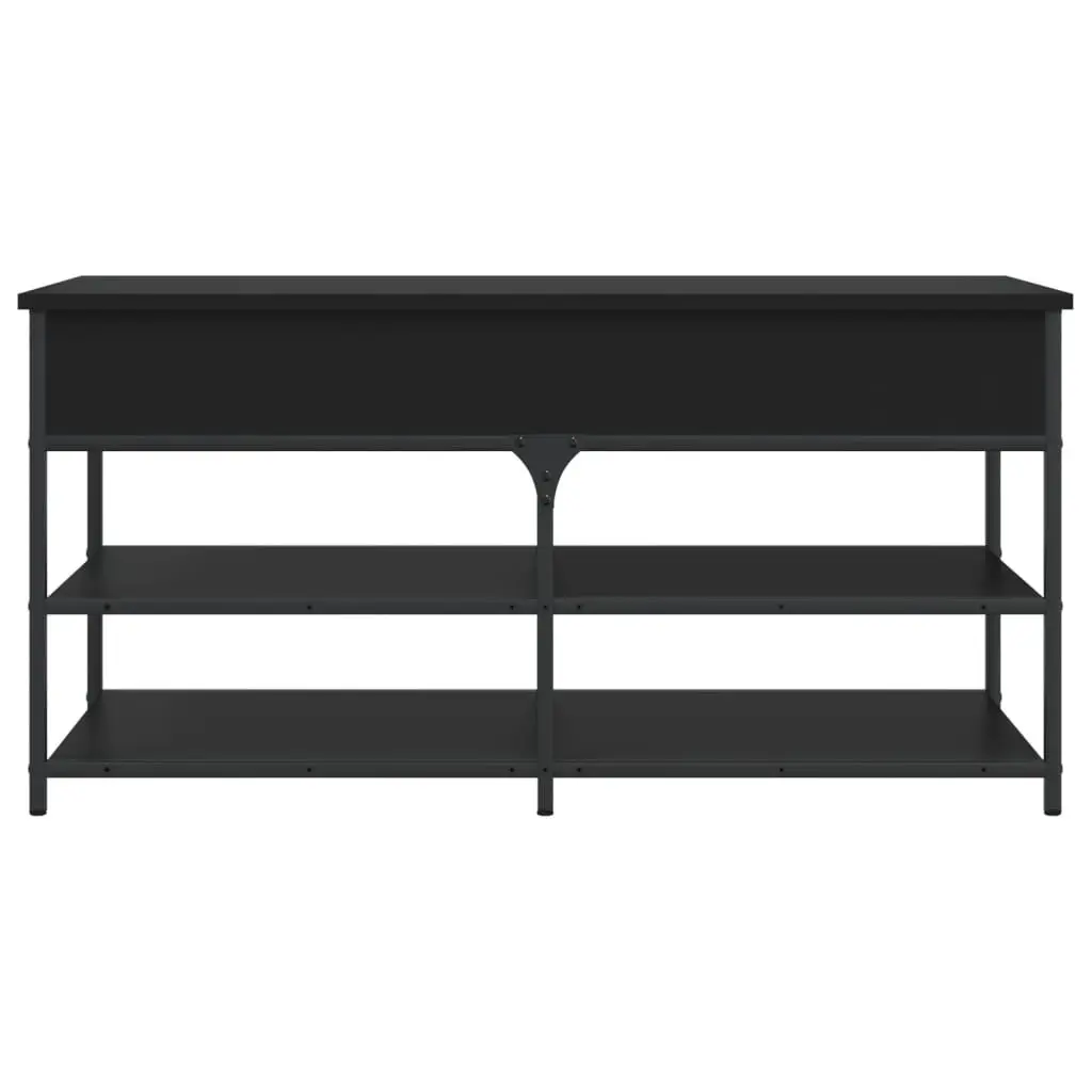 Black Storage Bench Engineered Wood Lift Top Shoe Organisation for Hallway Entryway