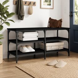Organize Your Space with Black Shoe Bench Storage 100x38.5x49cm
