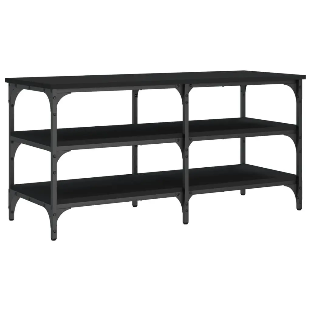 Shoe Bench 100x38.5x49cm 3-Tier Storage Organizer Black