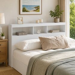 Contemporary Bedroom Headboard Cabinet with LED Illumination