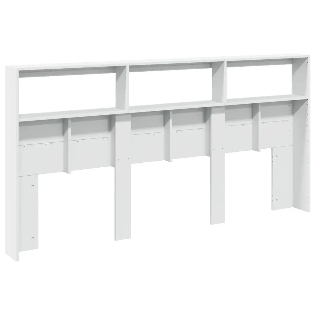 Headboard Cabinet 200cm with RGB LED Lights White Storage Furniture