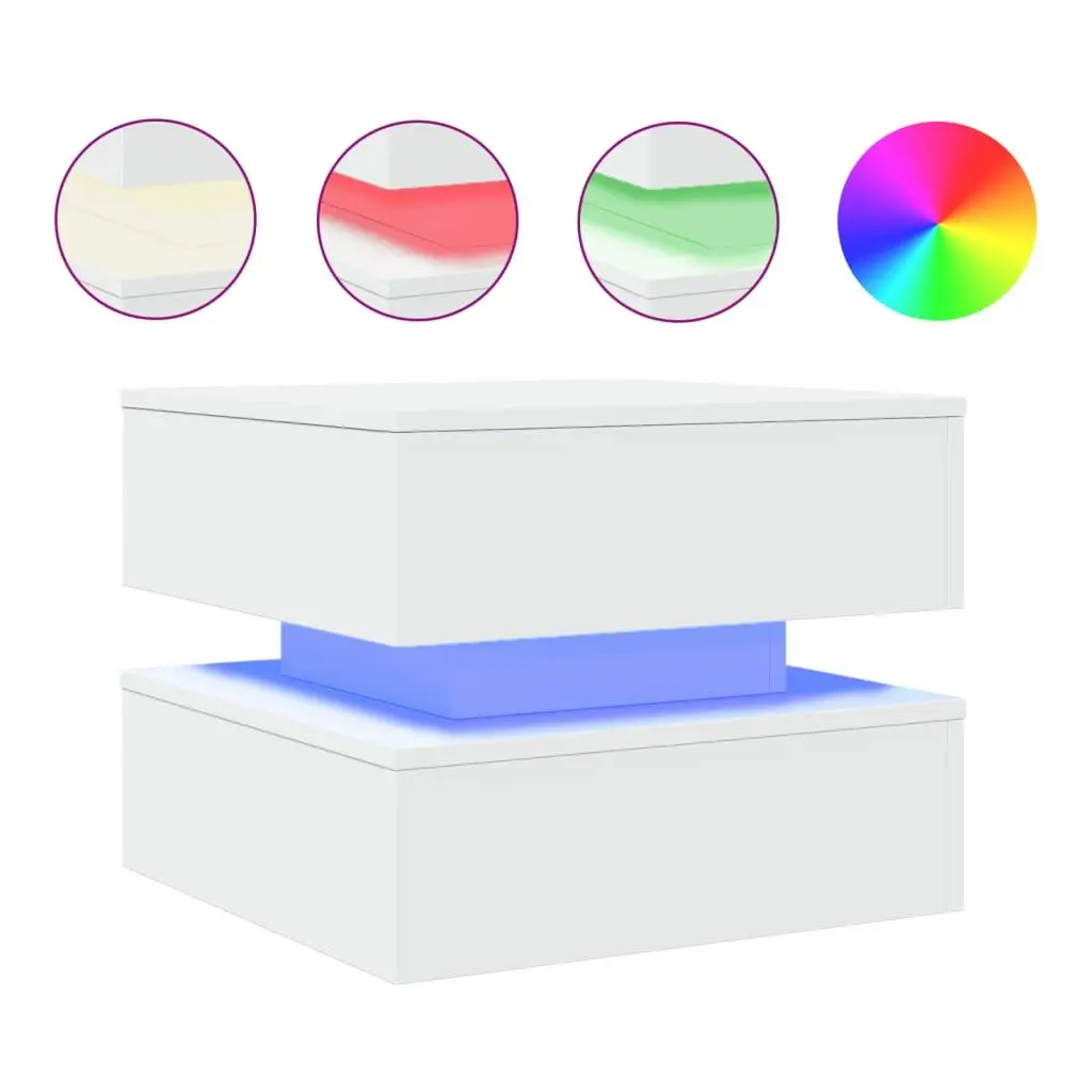 Coffee Table 50cm RGB LED Lights Modern White Accent for Living Room
