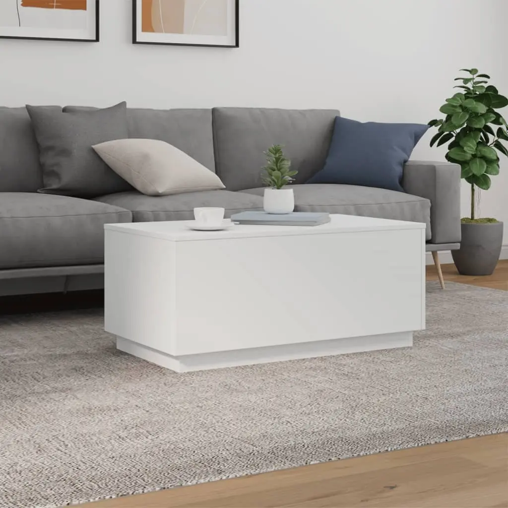 Coffee Table 90 x 50 x 40 cm with RGB LED Lights Modern Living Room Accent Furniture White