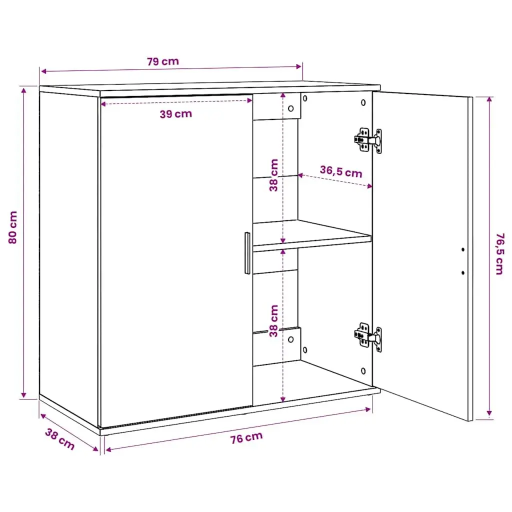 Sideboard White 79x38x80 cm Storage Cabinet Engineered Wood Furniture