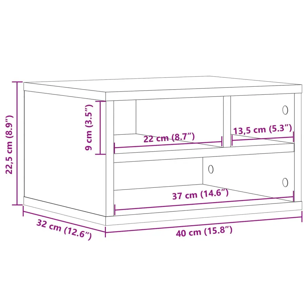 Printer Stand White Engineered Wood Storage Shelf Office Desk Organizer