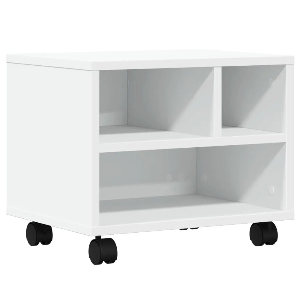 Printer Stand with Wheels White Mobile Office Desk Organiser Storage Table