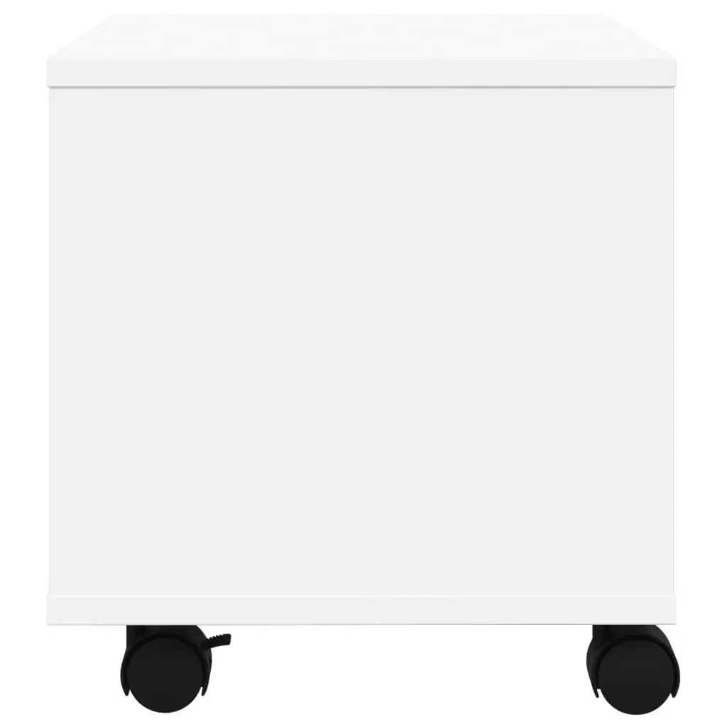 Printer Stand with Wheels White Mobile Office Desk Organiser Storage Table