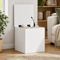 Storage Chest White Engineered Wood Box Bedroom Living Room Organiser Furniture