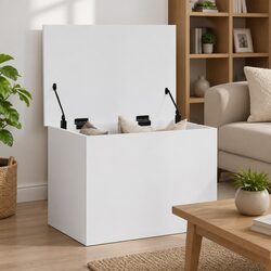 Elegant White Toy Box 60x42x46 cm for Organising Spaces