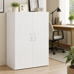 File Cabinet White Storage Organizer Engineered Wood Office Shelves Document