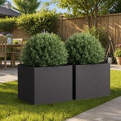 Black Steel Planter Box Set - 2 Pieces 42x40x39 cm