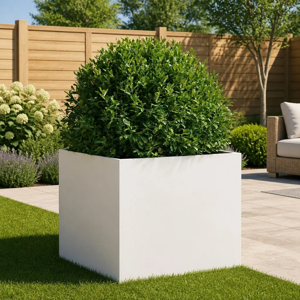 Raised Planter 42 x 40 x 39 cm White Steel Frame Outdoor Pot