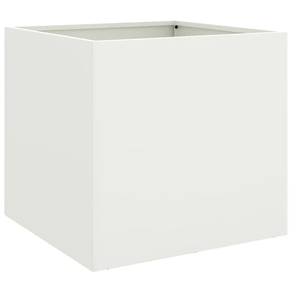 Raised Planter 42 x 40 x 39 cm White Steel Frame Outdoor Pot