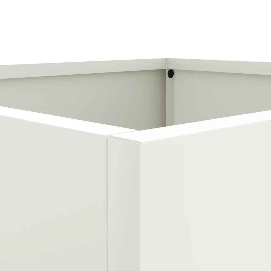 Raised Planter 42 x 40 x 39 cm White Steel Frame Outdoor Pot