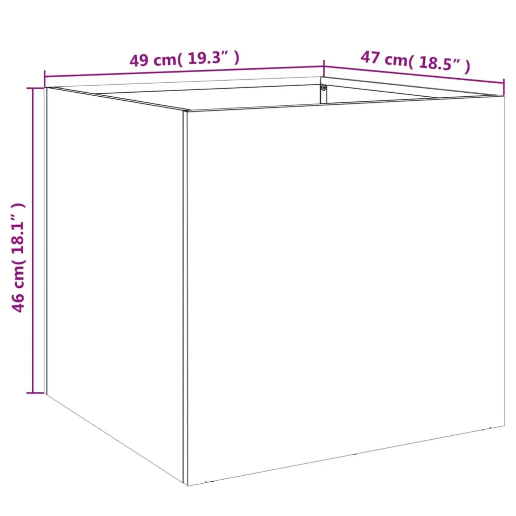Steel Planter 49 x 47 x 46 cm Black Raised Garden Bed Flower Box Container Outdoor Decor