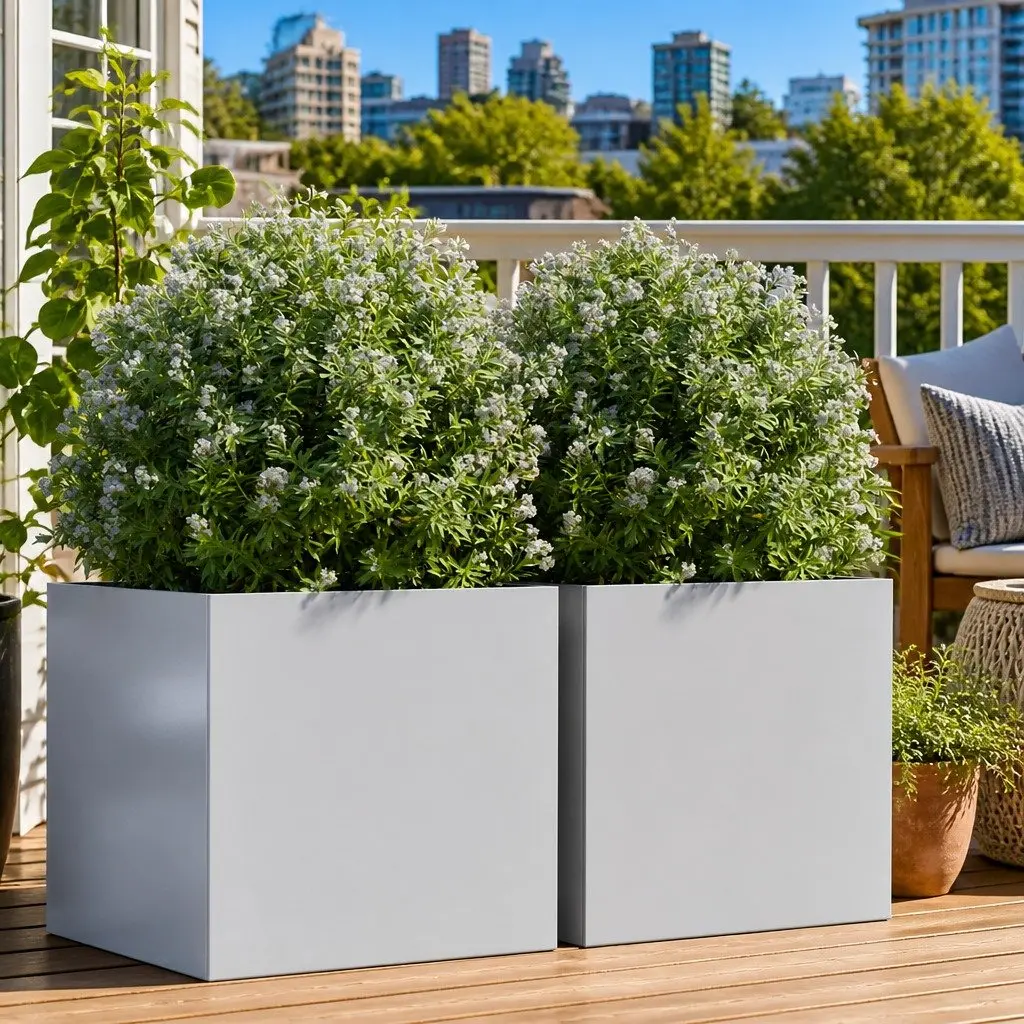 Garden Planters 49x47x46 cm Galvanised Steel Outdoor Pots 2 pcs