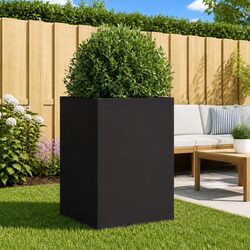 Black Steel Planter Box for Enhanced Outdoor Aesthetics