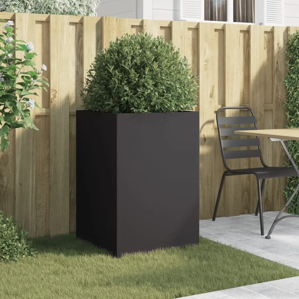 Black Steel Planter Box 52 x 48 x 75 cm Durable Outdoor Garden Raised Bed