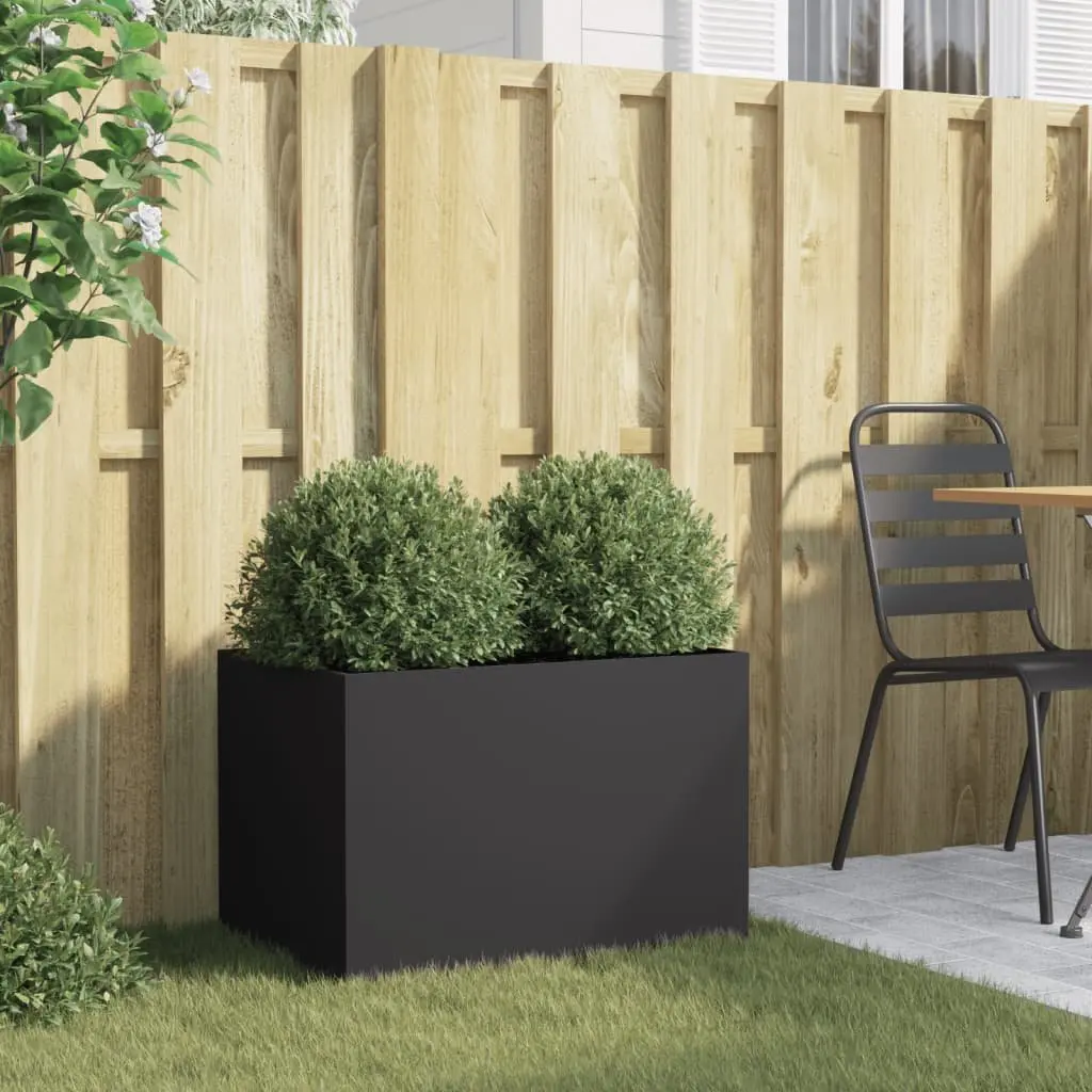 Steel Planter Box 62 x 40 x 39 cm Black Durable Cold-Rolled Steel Frame for Garden Flower Display